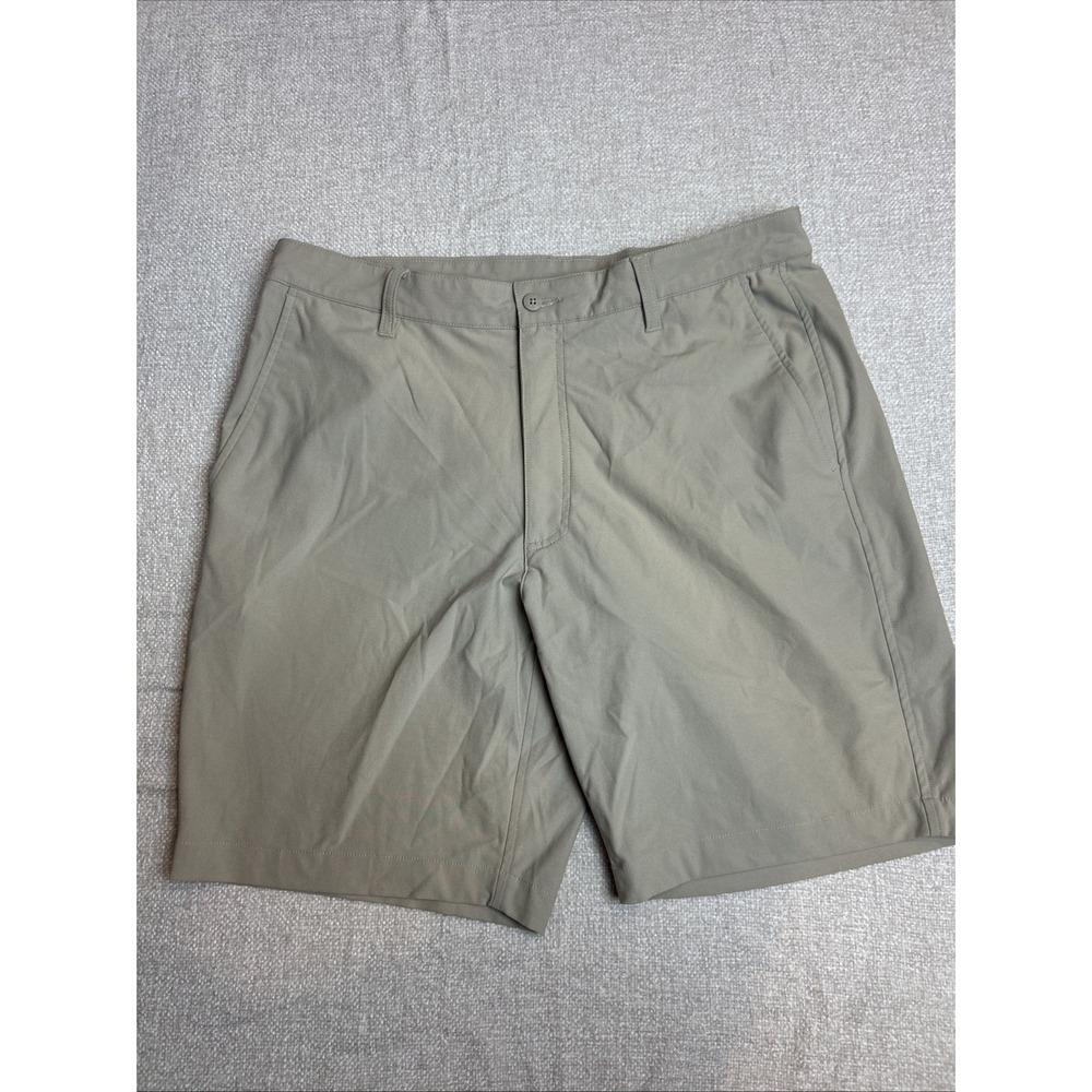 FootJoy Tan Golf Shorts Performance Stretch Flat Front 8 Inch Inseam Size 35